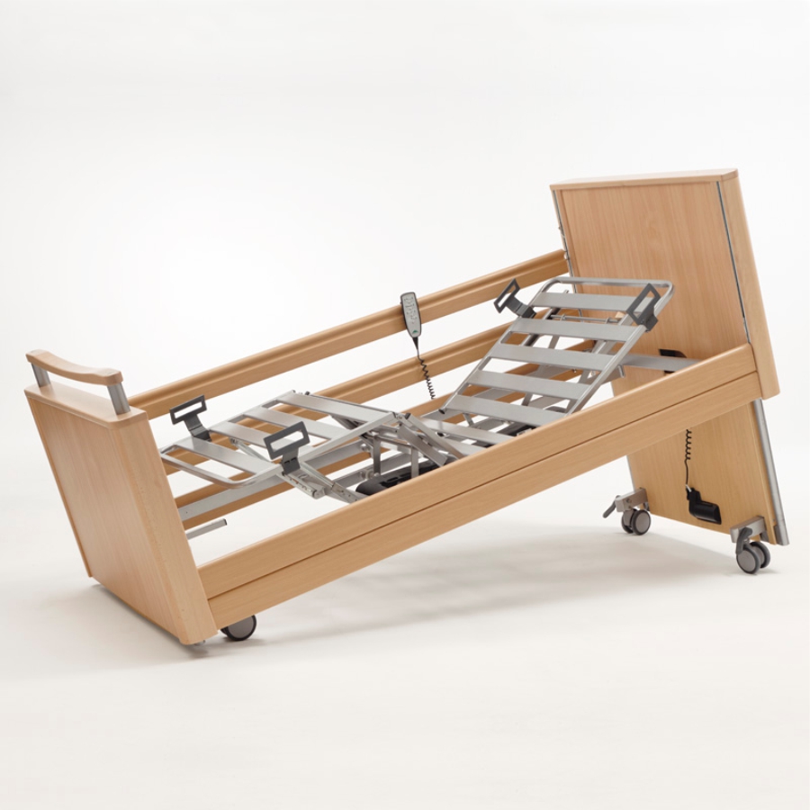 CAMA HOSPITALAR ELÉCTRICA DE ALTURA VARIÁVEL EM MADEIRA "INOVIA"